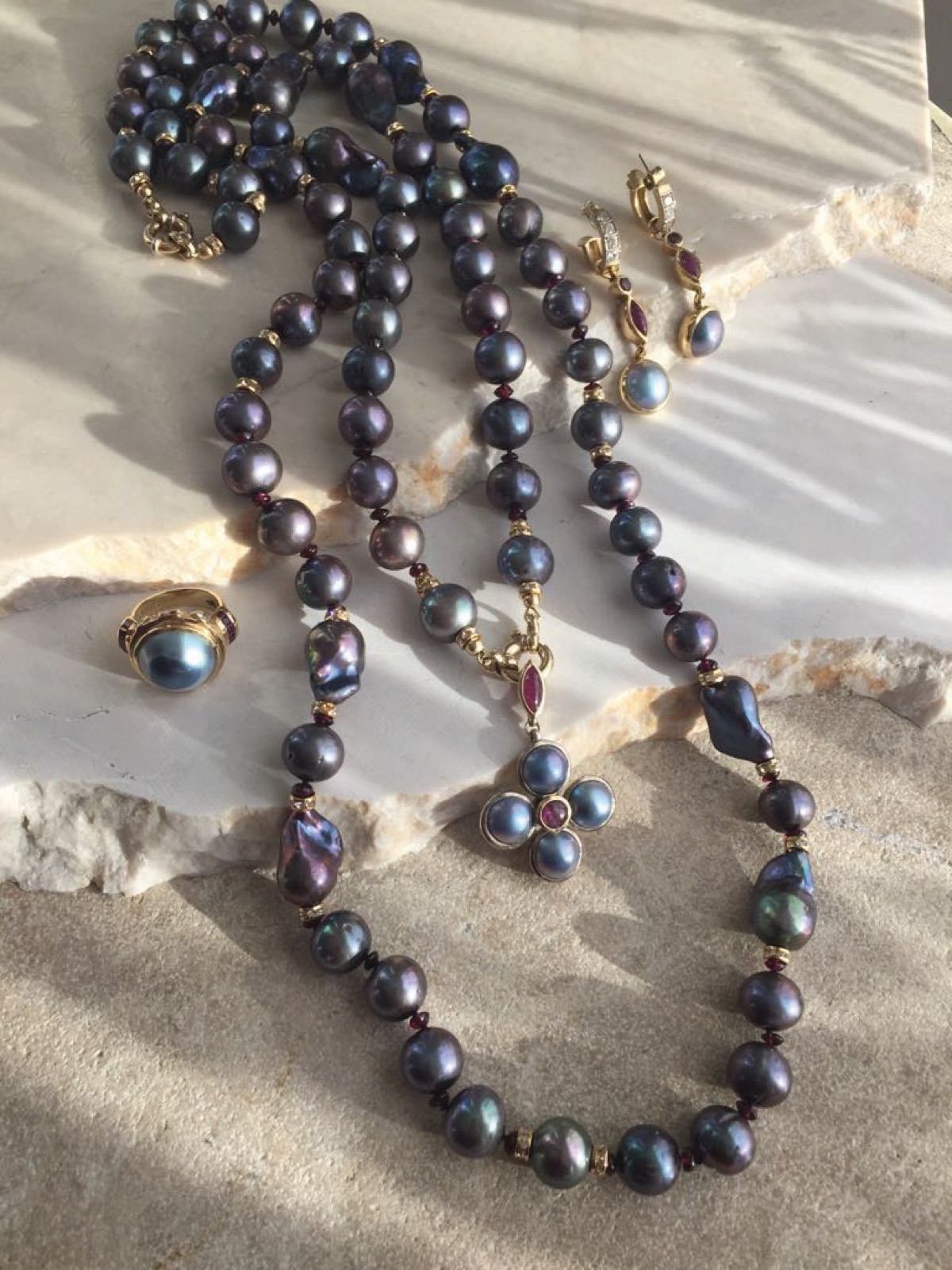 Peacock pearl necklace suite